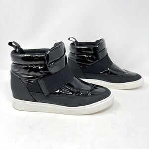 JF Sinead Patent Nylon Black Arctic Lite Strap Puffy Boot High Top Sneaker 10